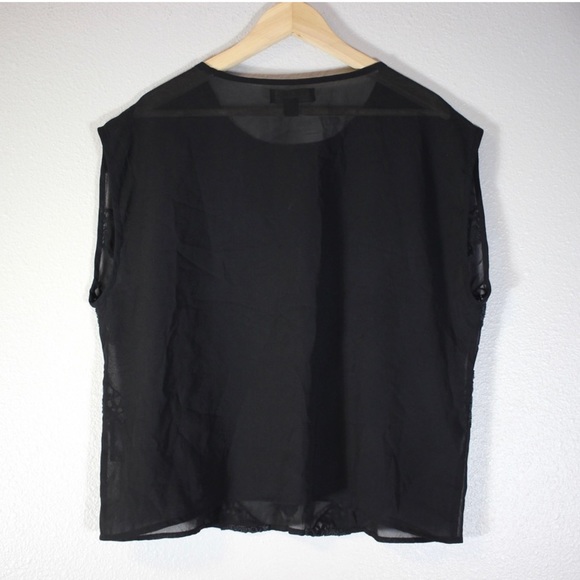 FOREVER 21LACE BEADED CHIFFON BLACK BLOUSE IN PLUS X1 - Picture 5 of 9